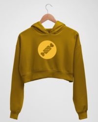 Mustard Yellow love candy crop hoodie