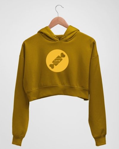 Mustard Yellow love candy crop hoodie