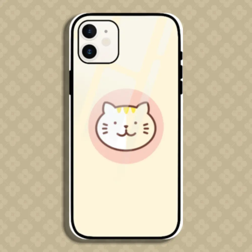 Cat Design Iphone 12 Mobile Glass Case Back Cover