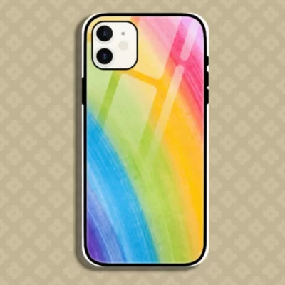 Rainbow Printed Iphone 12 Mini Mobile Glass Case Back Cover
