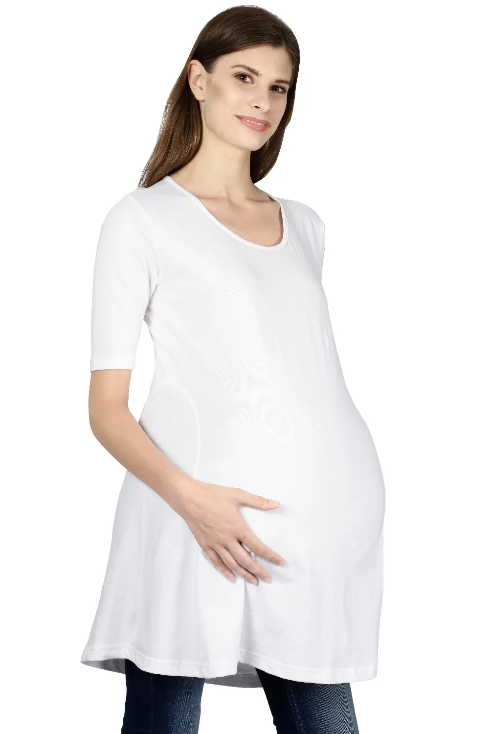White Maternity Tshirt Right Fitting