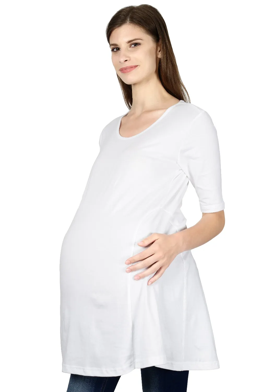 White Maternity Tshirt Fitting