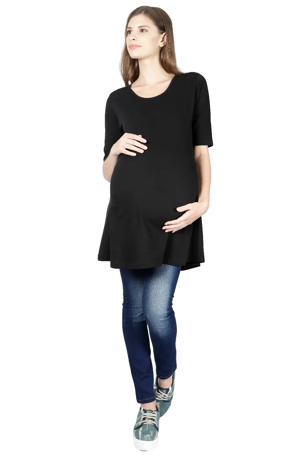 Black Maternity Tshirt Half Sleeve