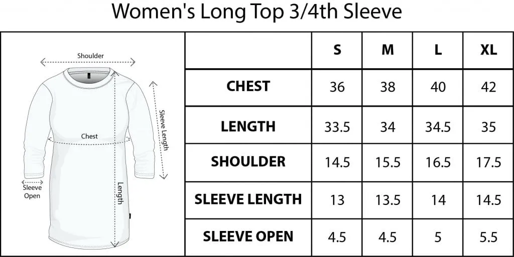 size chart for long top full