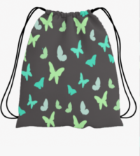 Butterfly Print Canvas Drawstring Bag