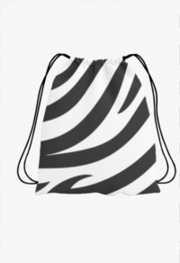 Black White Polyester Drawstring Bag