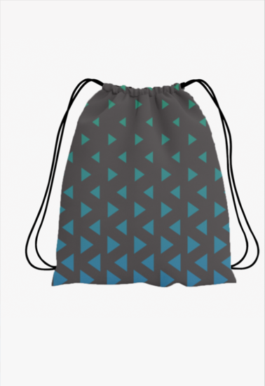 Blue Arrows Polyester Drawstring Bag