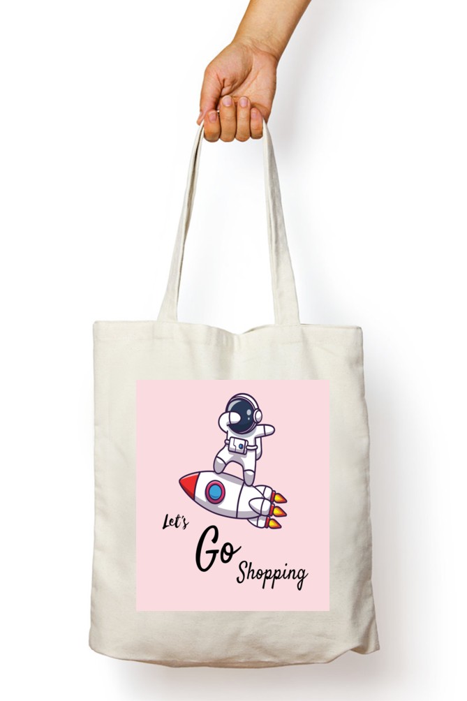 Lets Go Shopping White Tote Bag