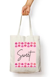 Sweet White Canvas Cotton Tote Bag