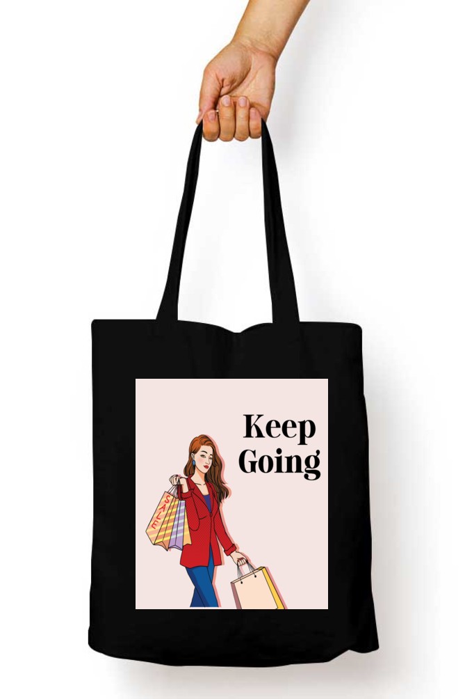 Keep Going Black Tote Bag