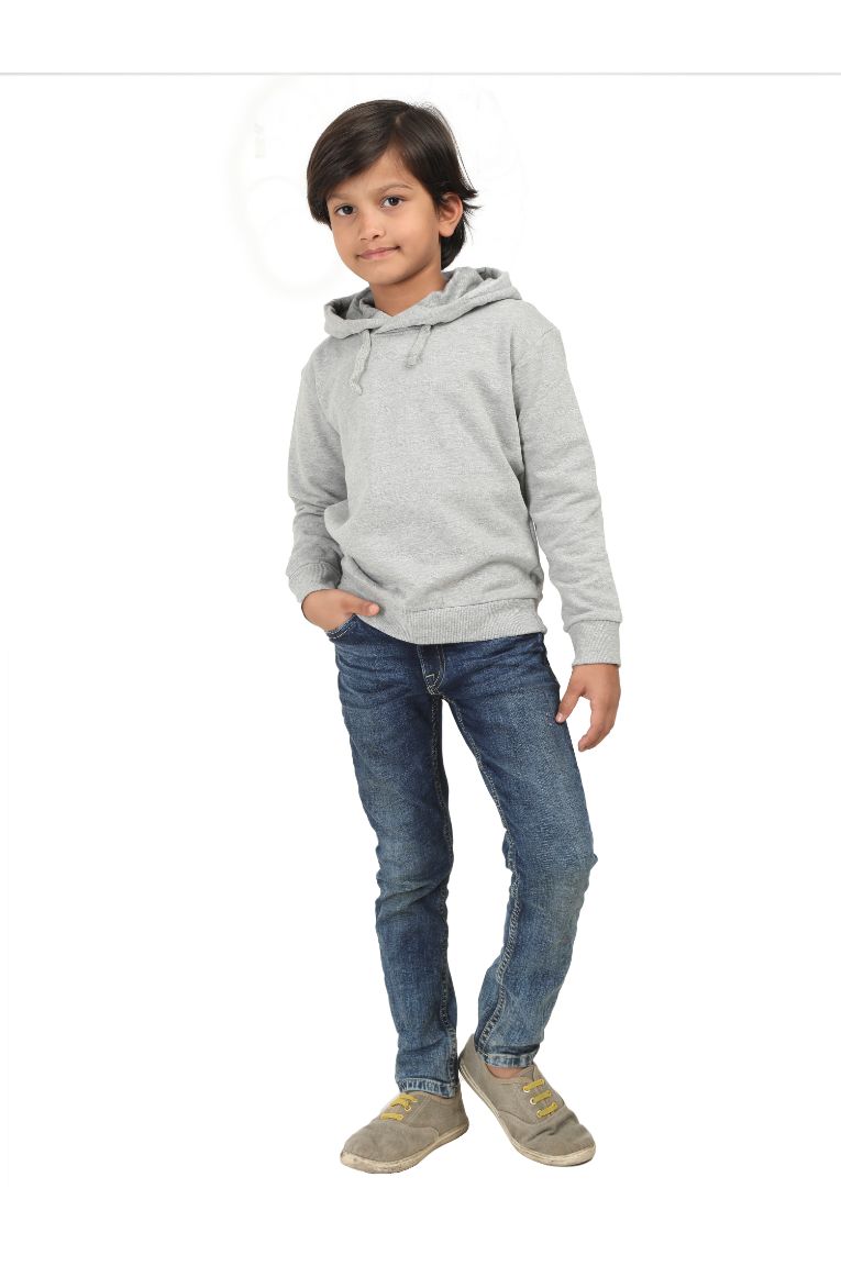 Kids Cotton Hooded Sweatshirt Grey - Image 6