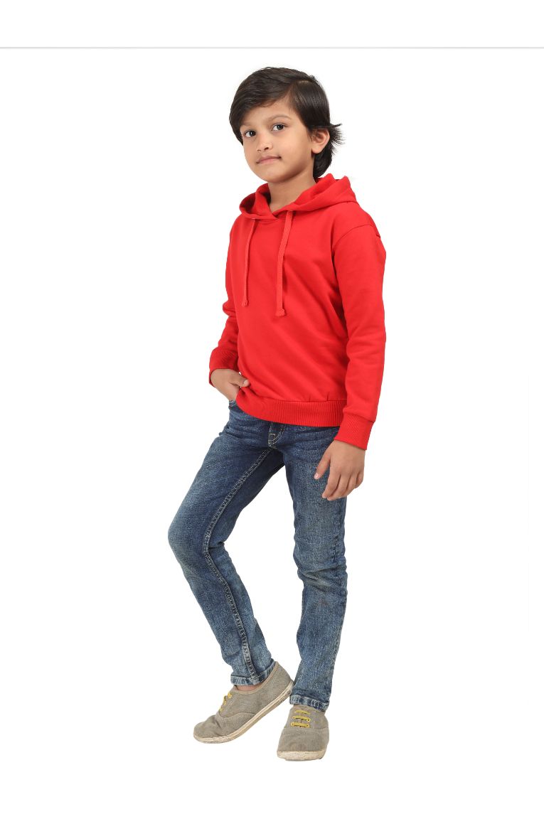Kids Hooded Sweatshirt Red - Image 4