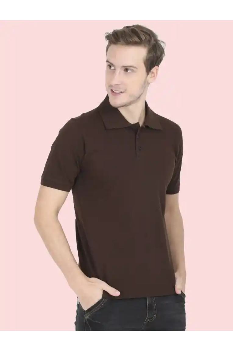 Men Coffee Brown  Polo T-Shirt - Image 4