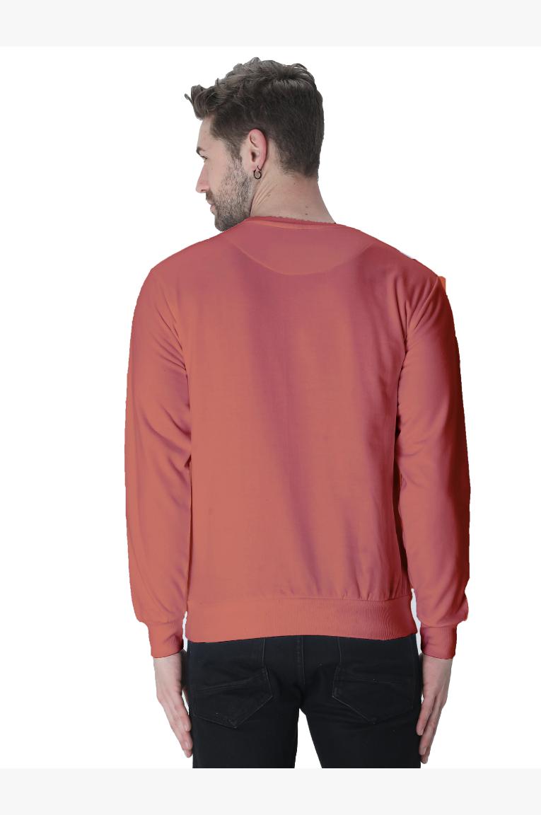 Back Of Men In Coral Pink Sweatshirt