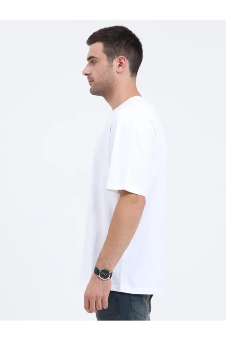 Left Shoulder White Oversized T-shirt