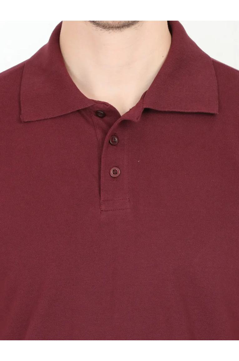 Men Maroon Polo T-Shirt - Image 4