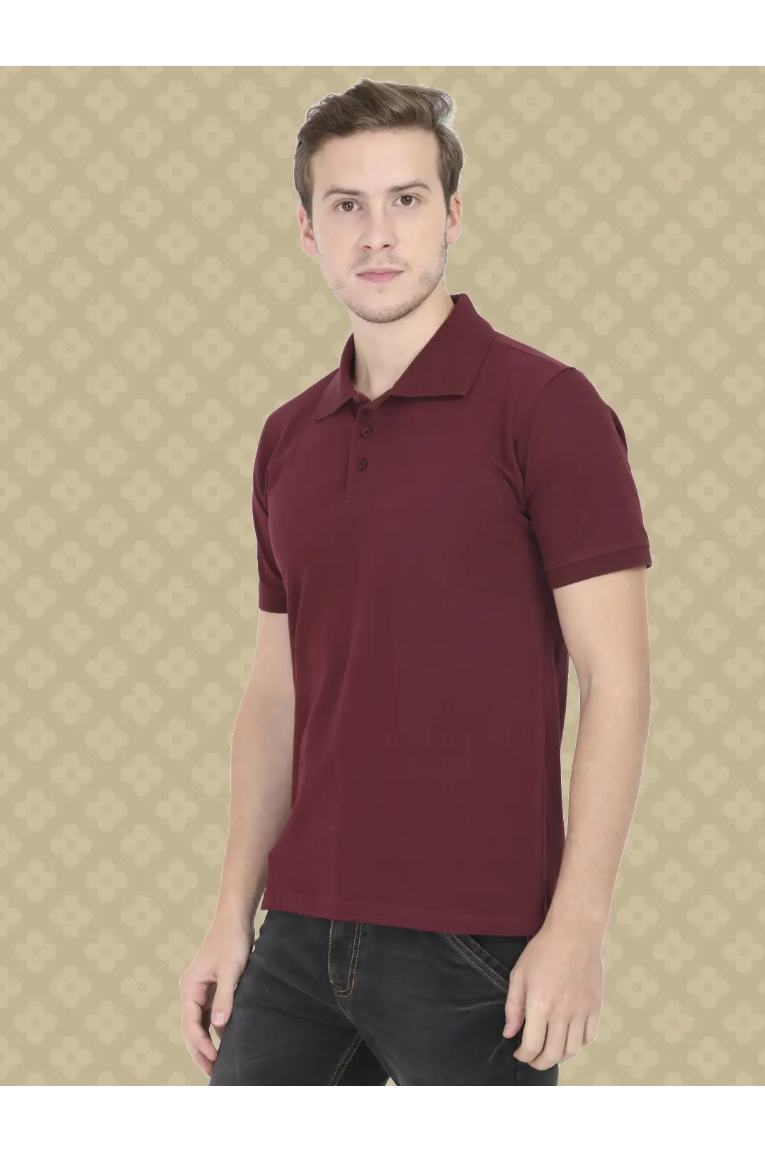 Men Maroon Polo T-Shirt - Image 5