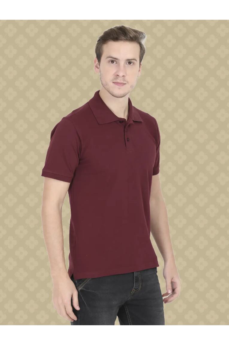 Men Maroon Polo T-Shirt - Image 3
