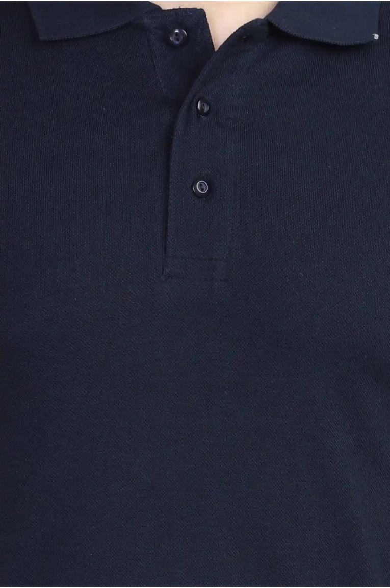 Men Navy Blue Polo T-shirt - Image 4