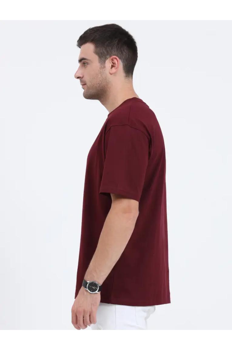 Oversized Maroon T-shirt Left Sleeve