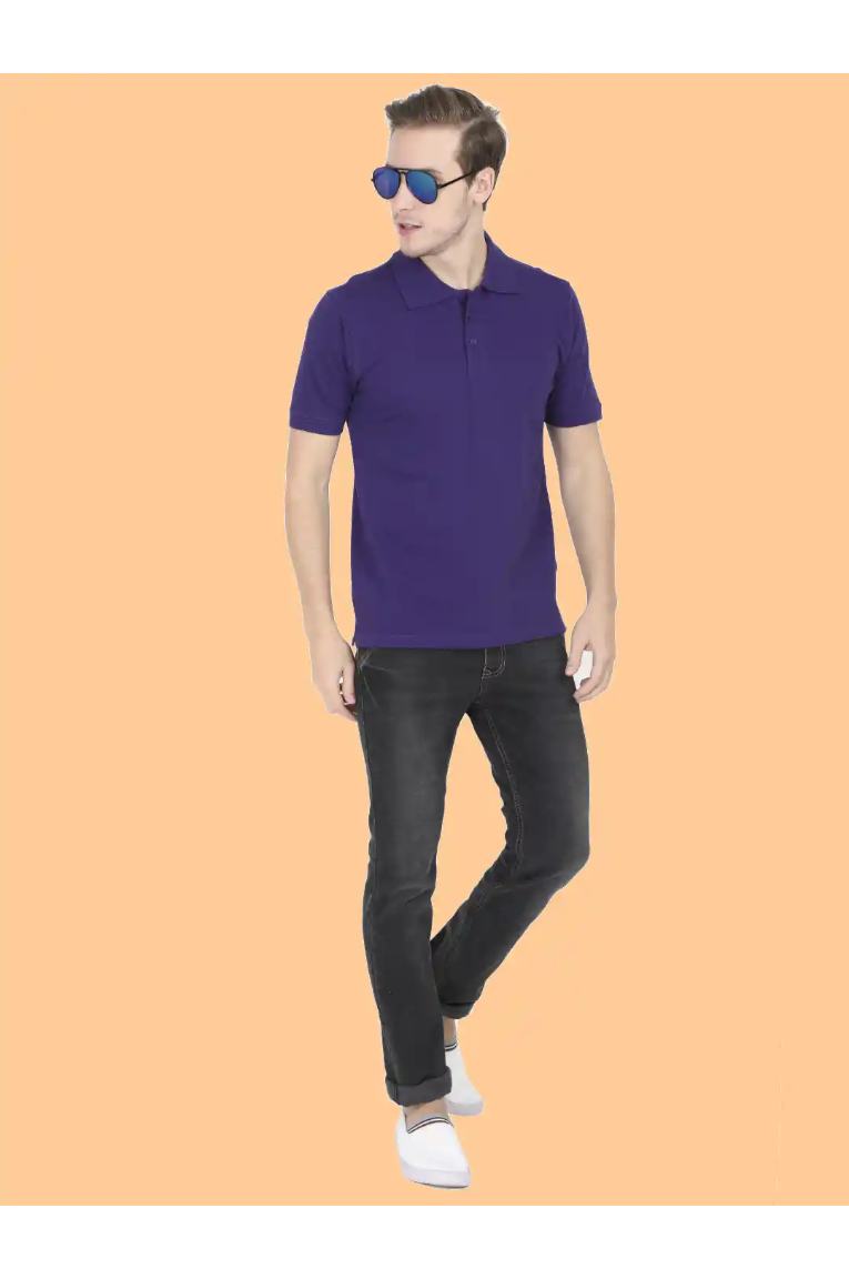 Men Purple Polo T-Shirt - Image 3