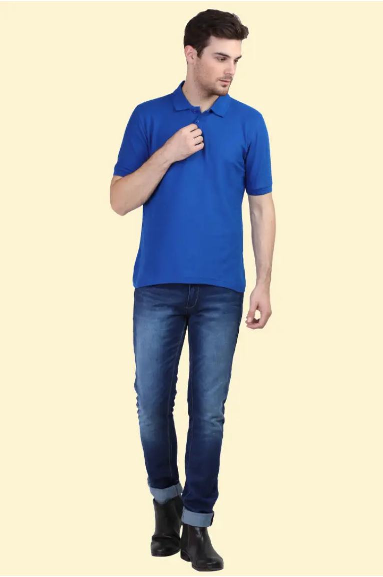Men Royal Blue Polo T-Shirt - Image 6
