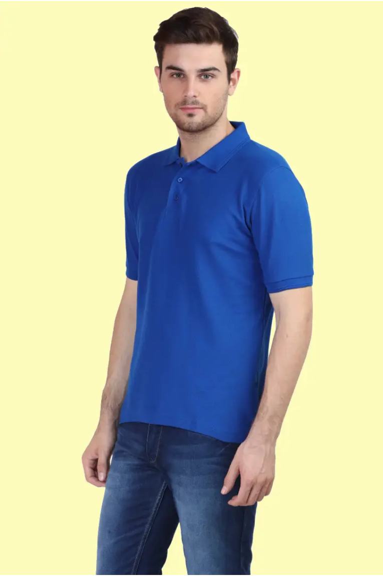 Men Royal Blue Polo T-Shirt - Image 3