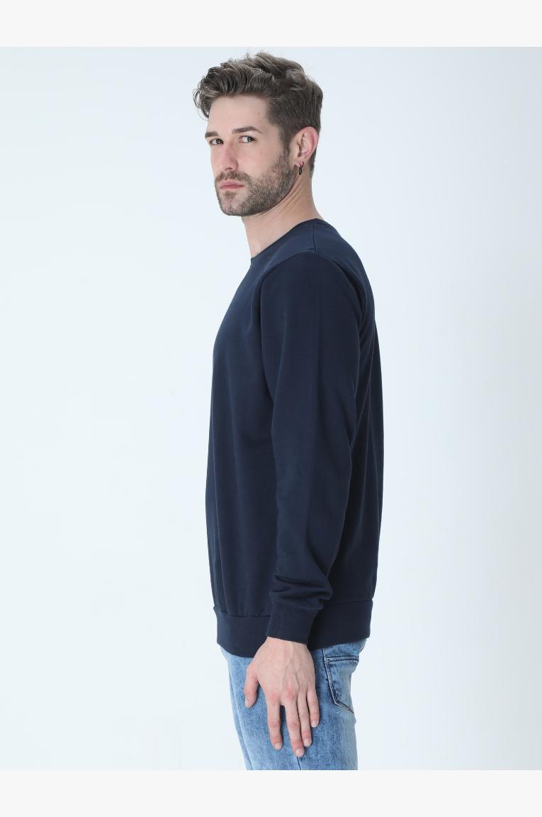 Men In Sweatshirt Navy Color Looking Left