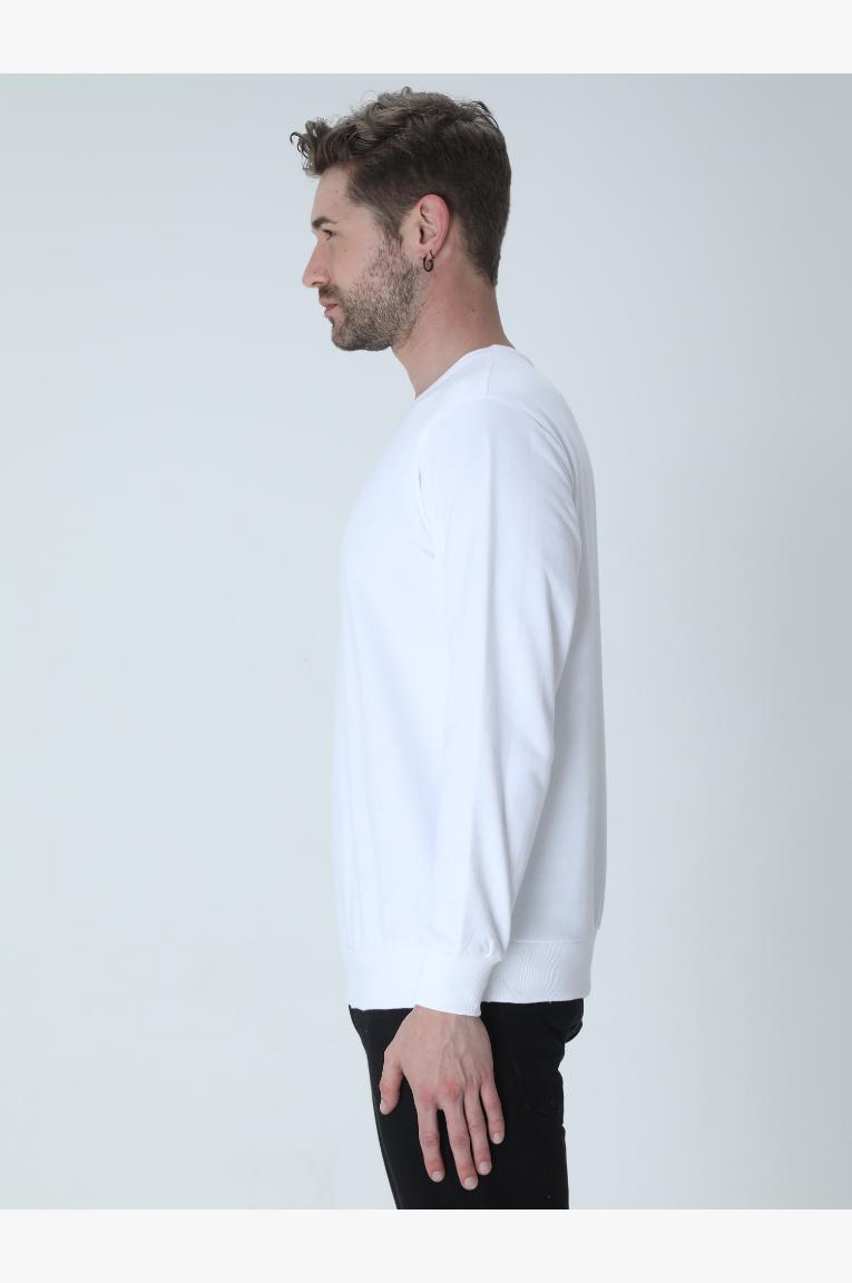 White Sweatshirt Men Looking Left