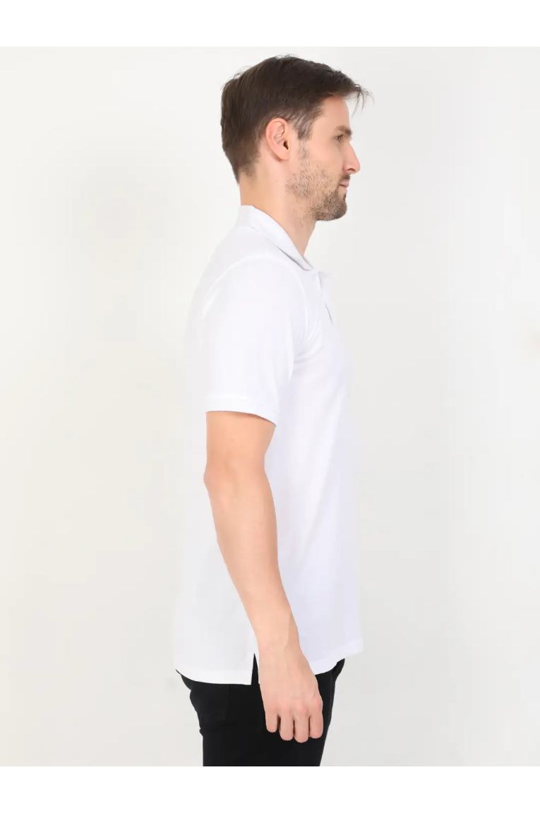 Men Plain Polo T-Shirt White Color - Image 4