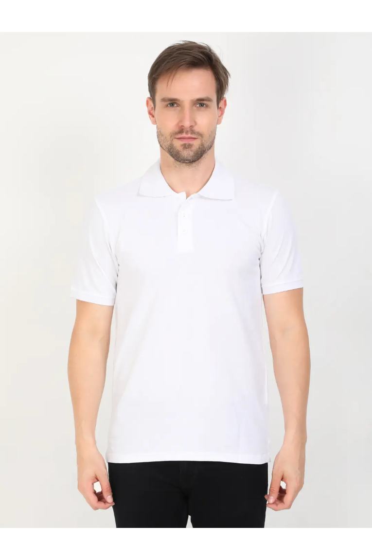 Men Plain Polo T-Shirt White Color