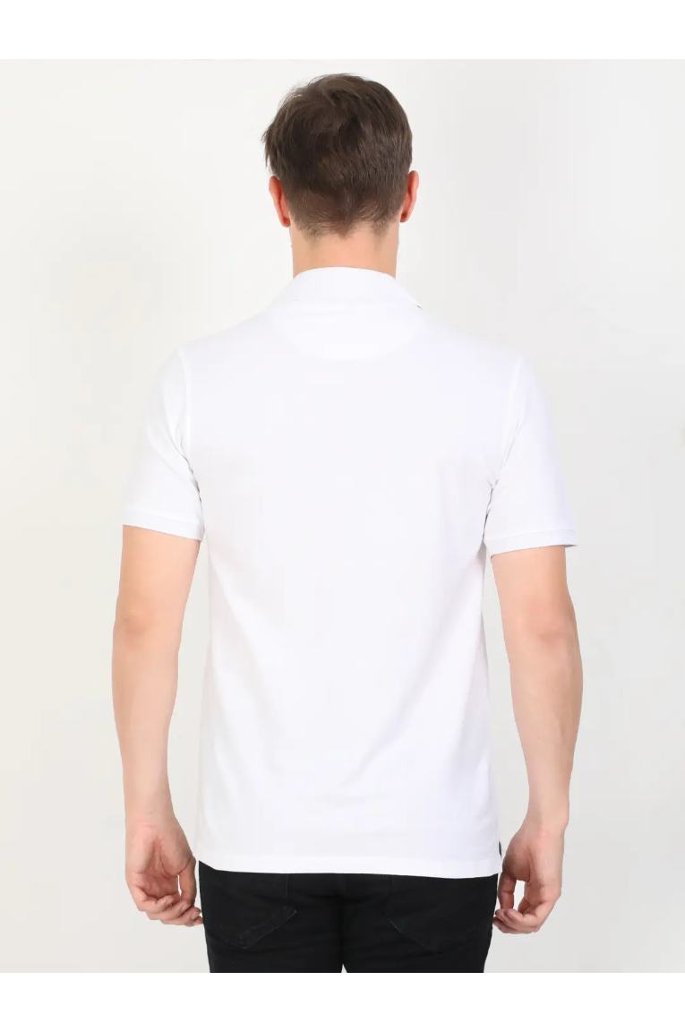 Back Of Men In White Color Polo T-shirt