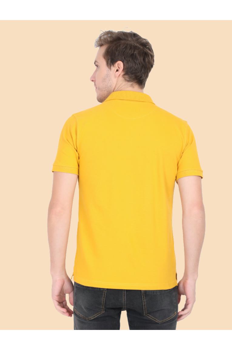 Men Back In Yellow Polo T-shirt