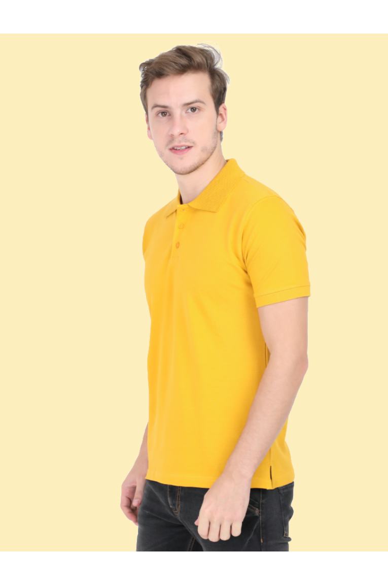 Men In Yellow Polo T-shirt
