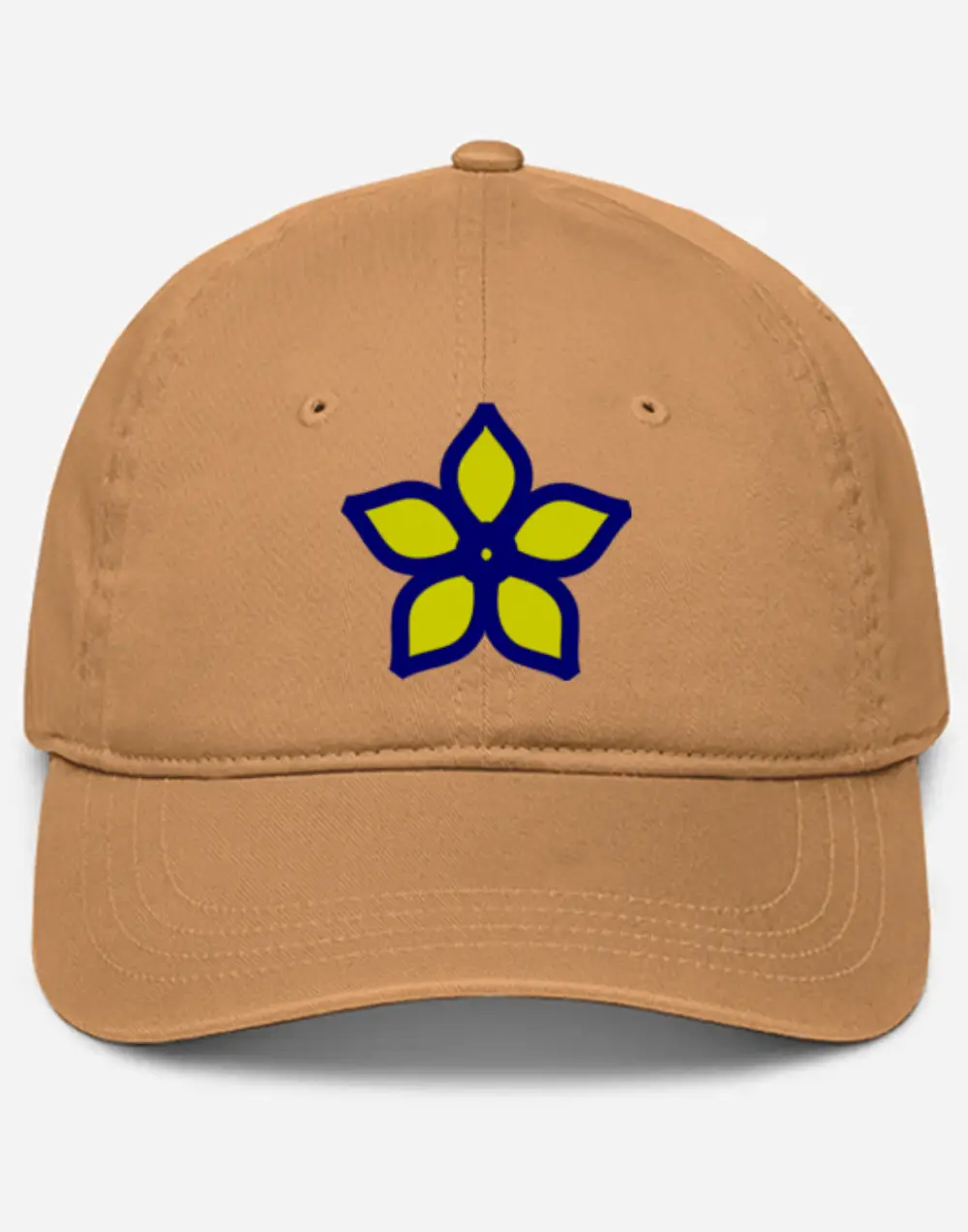 Khaki Color Flower Embroidered Cap
