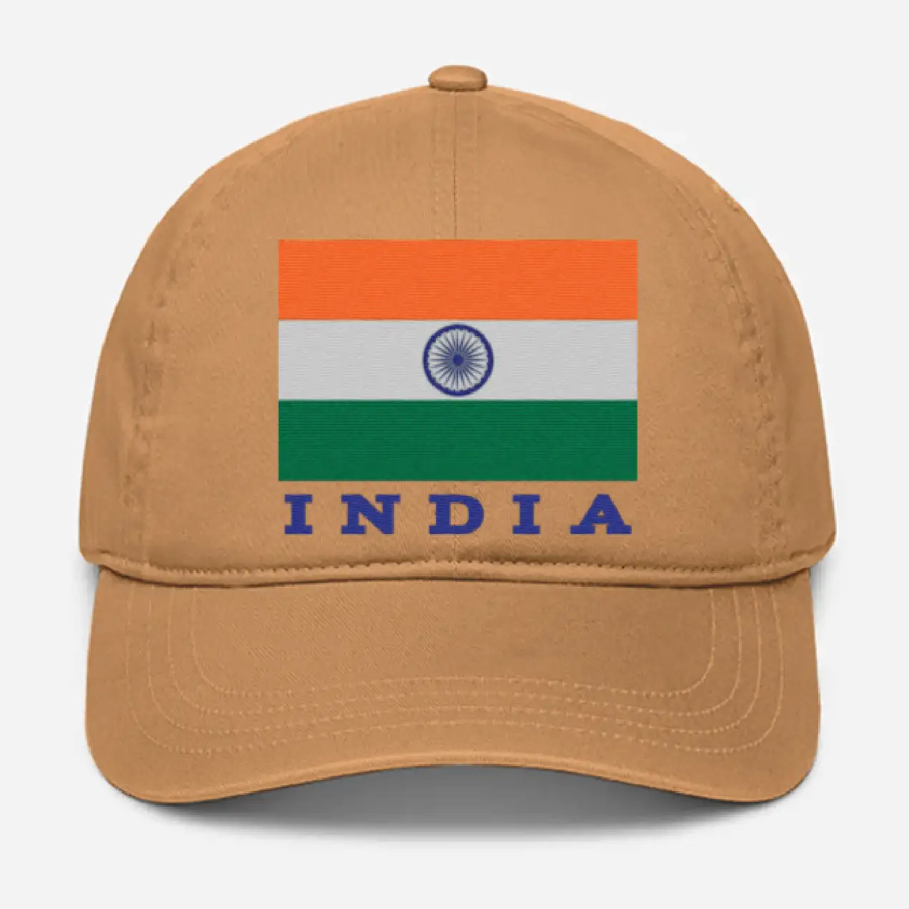 Khaki Color India Flag Cap