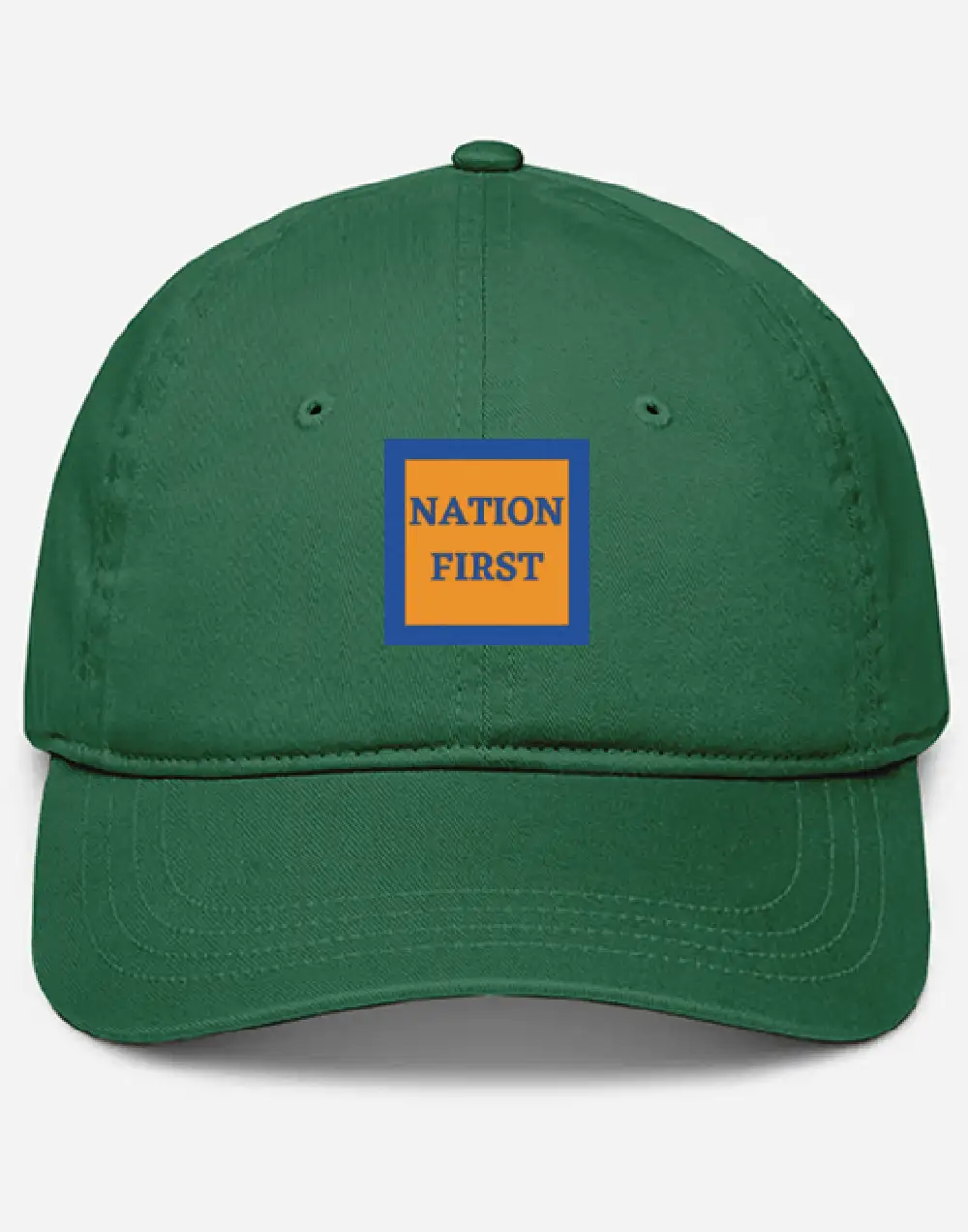 Nation First Green Embroidered Baseball Cap