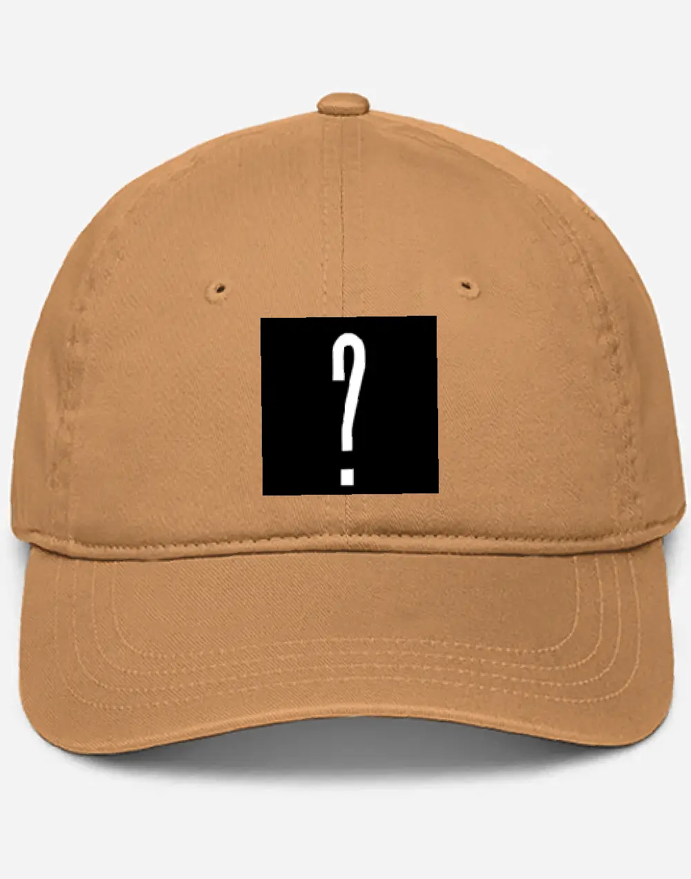 Question Mark On Khaki Baseball Cap