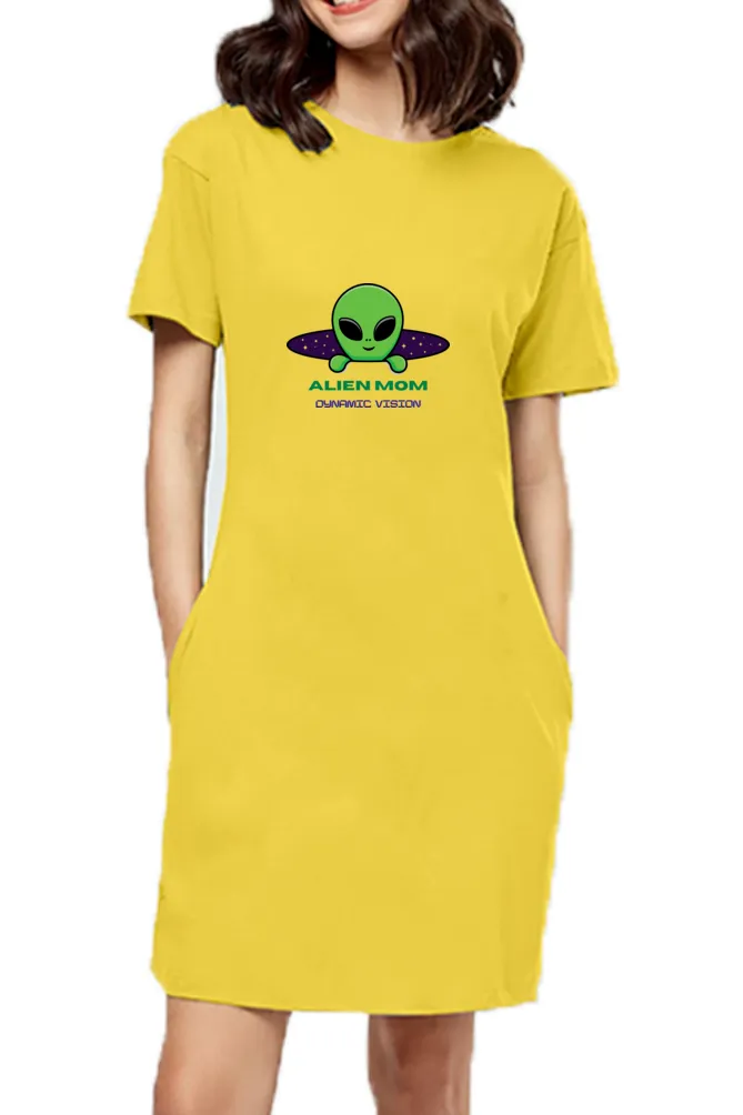 Alien Mom Yellow Long Top T-shirt Dress