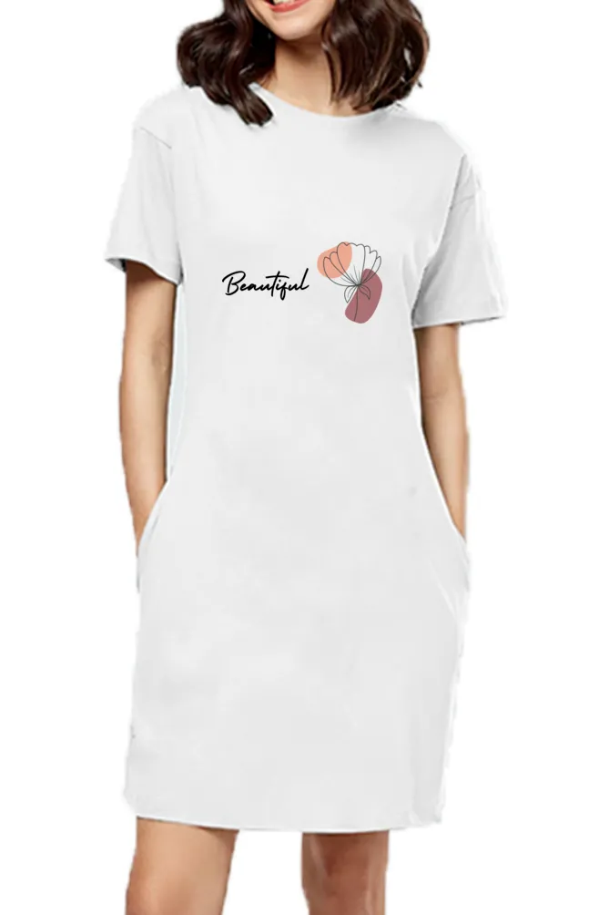 Beautiful Printed Cotton Knee Length T-shirt Dress