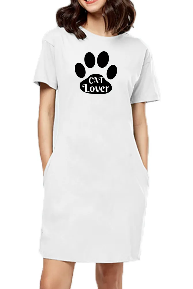 Cat Lover Women T-Shirt Dress ,Long Top
