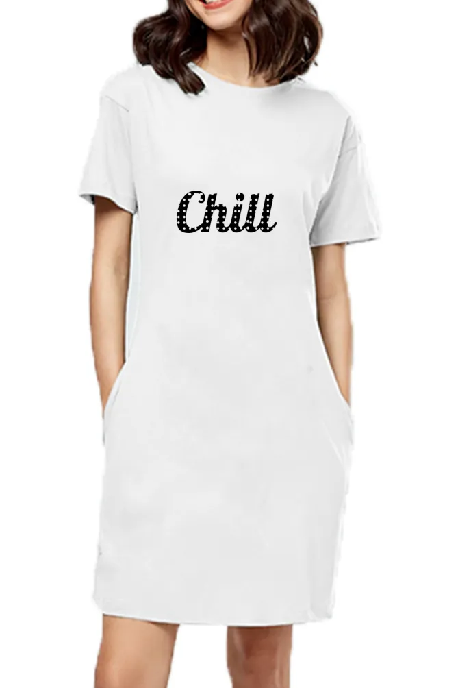 Chill White Long T-Shirt Top Dress