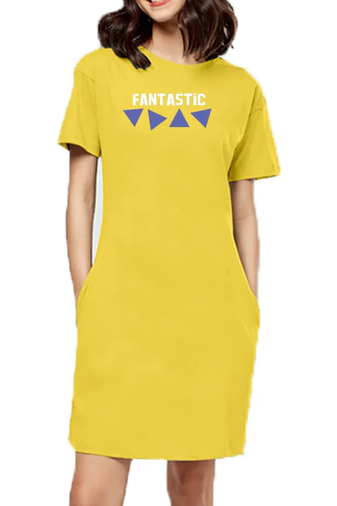 Fantastic Women Golden Yellow Color Cotton T-Shirt Dress