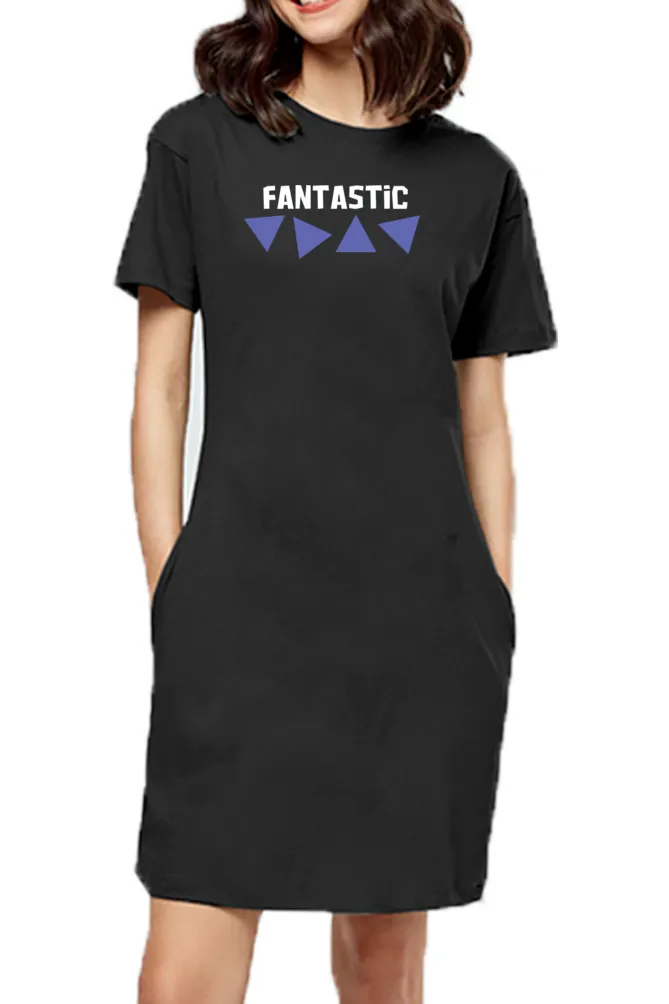 Fantastic Women Black Color Cotton T-Shirt Dress