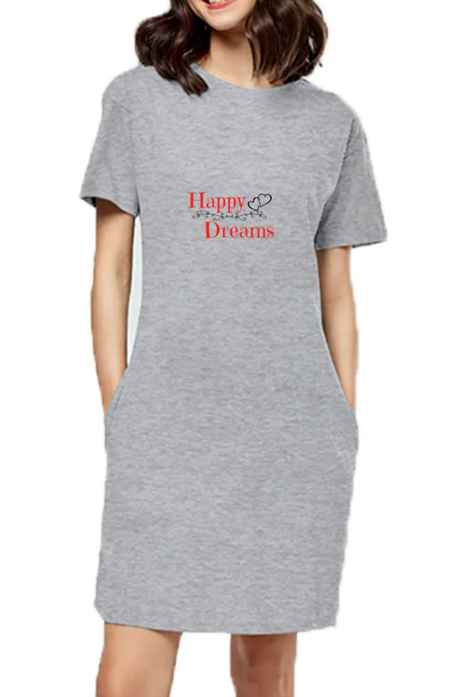 Happy Dreams Grey Melange T-shirt Dress Long Top