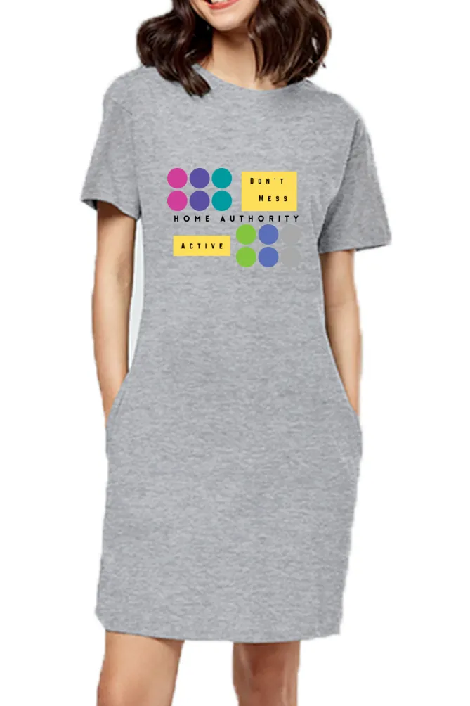 Home Authority Women Grey T-shirt Long Top Dress