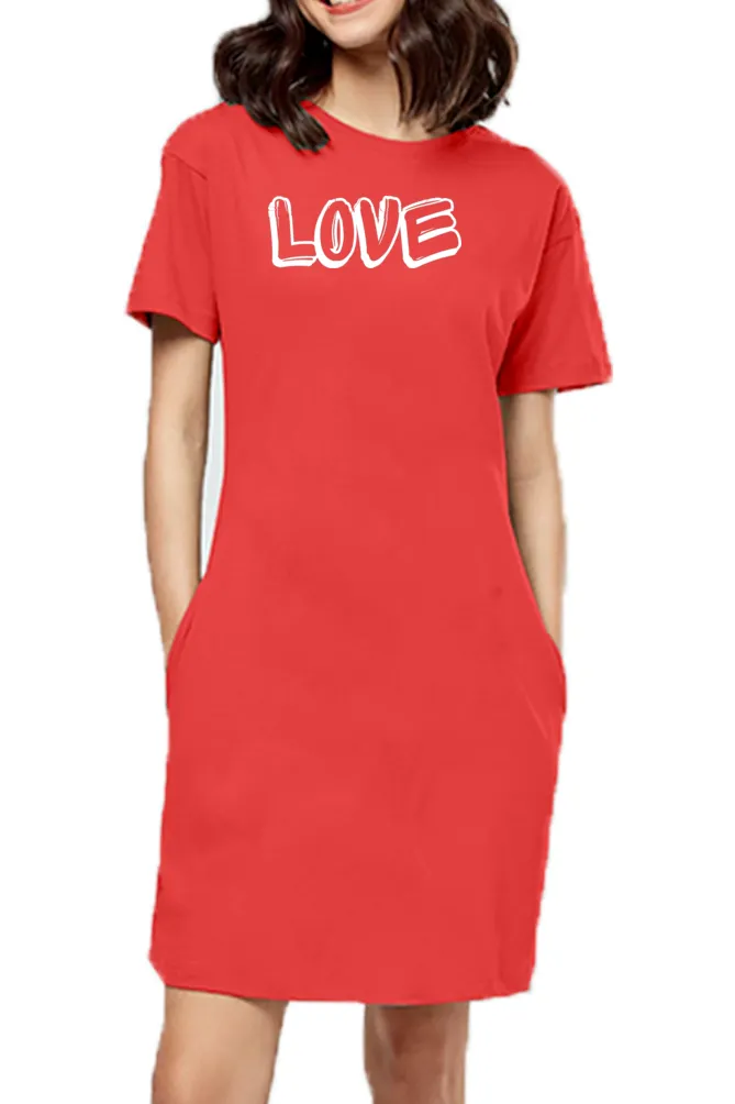 Love Red Long T-shirt Dress