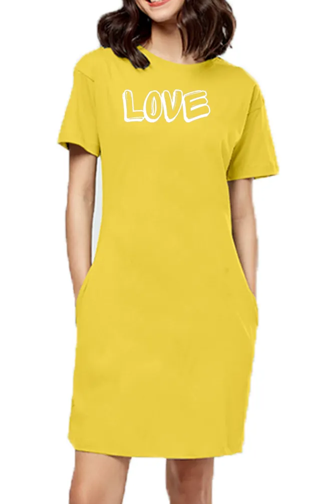 Love Yellow T-shirt Dress Top