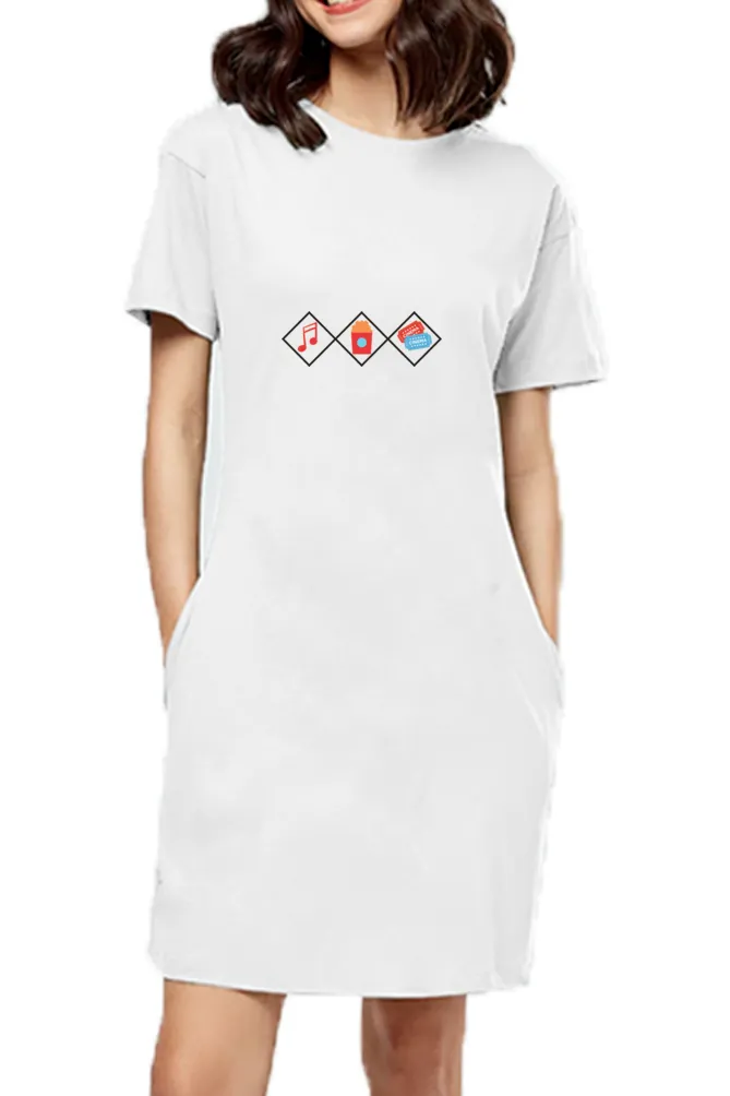 POP White Long T-Shirt Top Dress