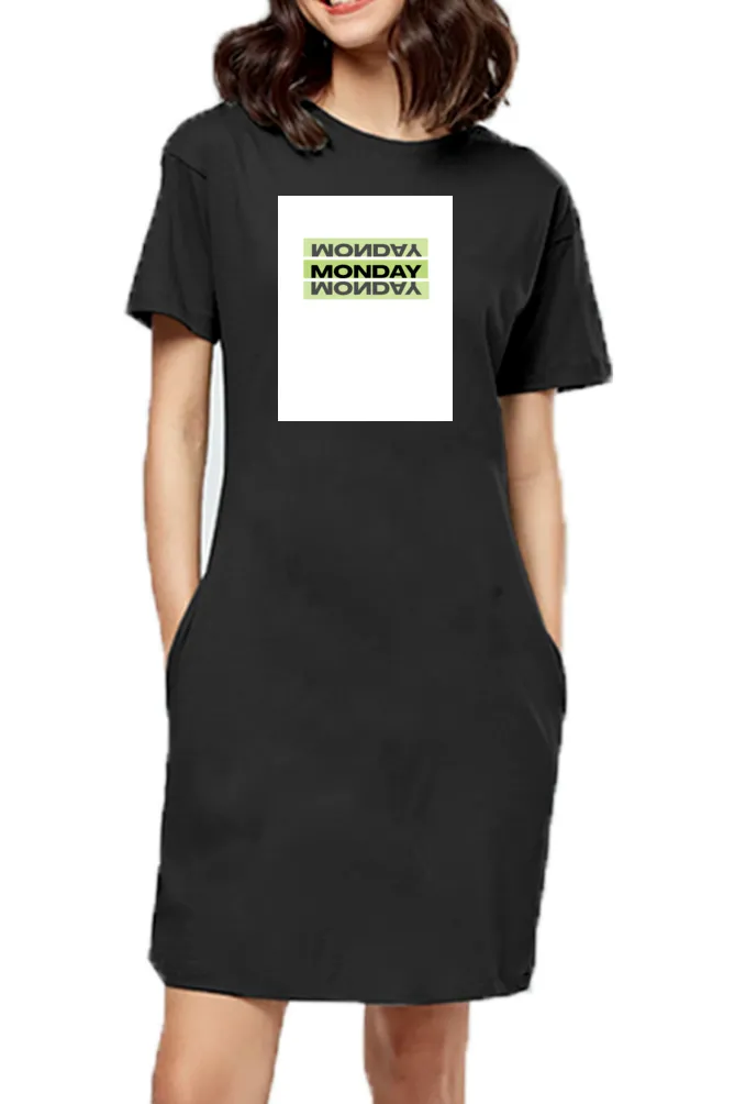 Women In Long T-shirt Monday Print